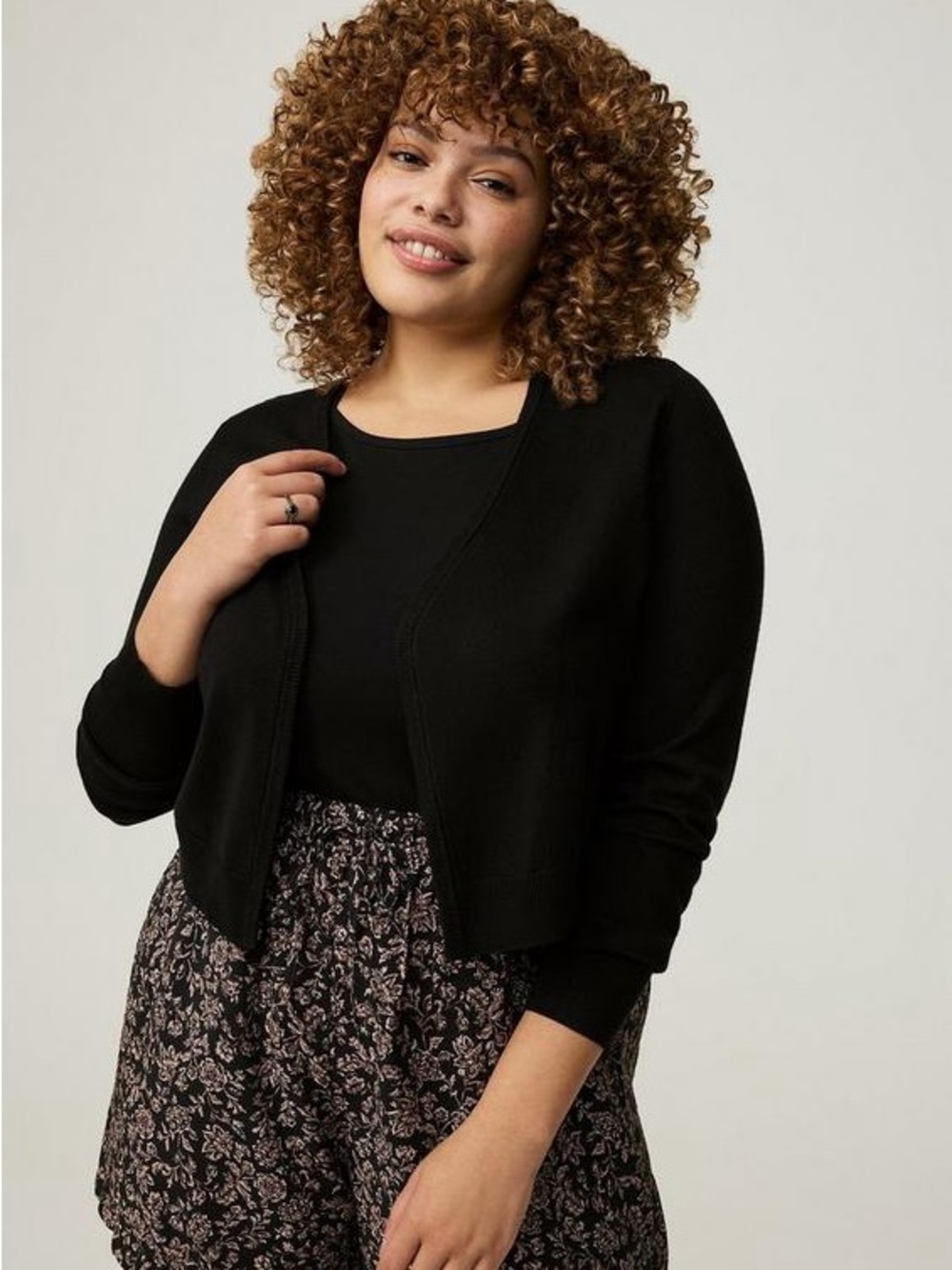 Torrid Black Fitted Long Sleeve Shrug Cropped Cardigan, Size 1x
